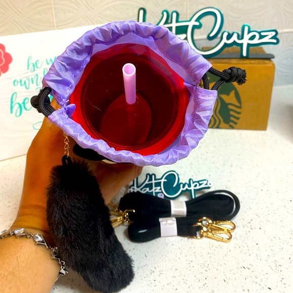 SOLD OUT ** Starbucks Black Cat w/Fluffy Tail Tumbler Bag - Picture 7 of 11